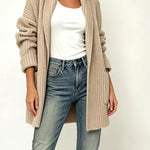 Plus size open front knit cardigan for women
